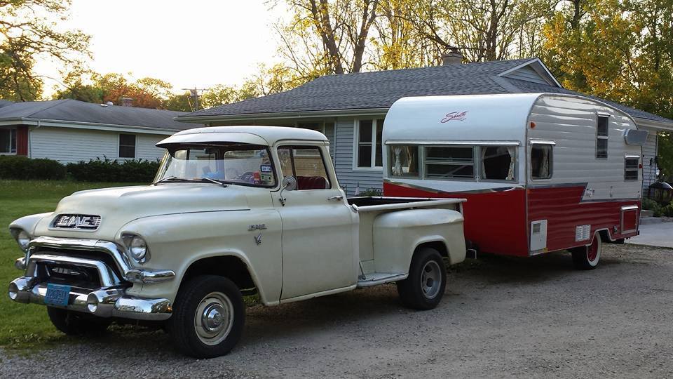 GMC Pick-up towing a camper