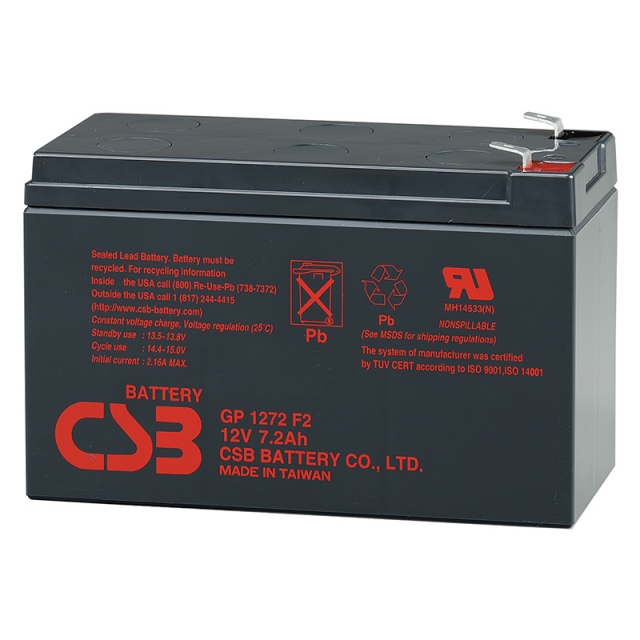CSB GP1272 (F1/F2) 12 Volt 7.2 Ah Sealed Lead Acid Battery