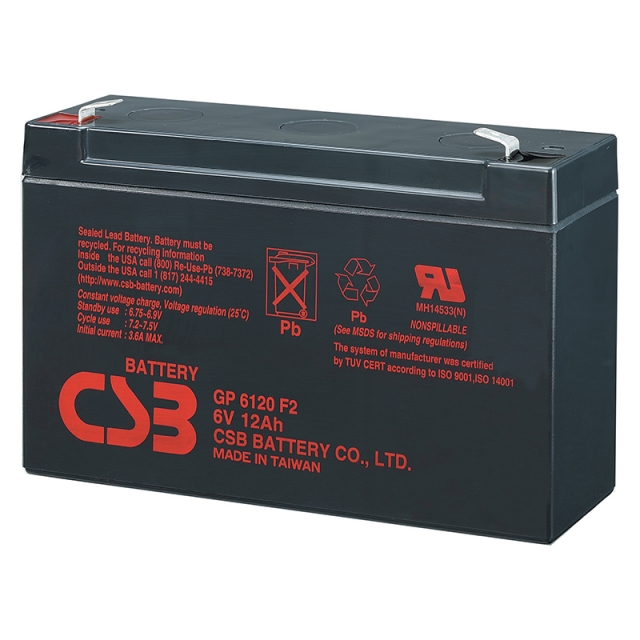 CSB GP6120 (F1/F2) 6 Volt 12 Ah Sealed Lead Acid Battery