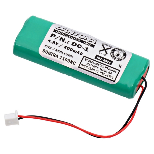 Replacement Battery for select Dogtra and DT Systems Dog Collars / Dog Training Systems. 4.8 Volt, 400 mAh Rechargeable NiMH.