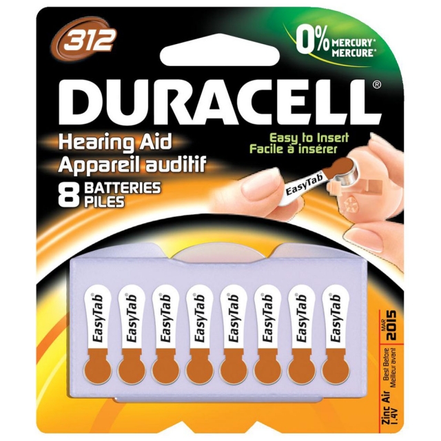 Duracell DA312B8 Size 312 Zinc Air Hearing Aid Batteries