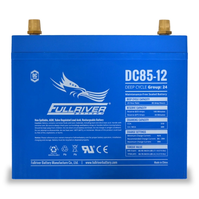 Fullriver DC85-12 Deep Cycle AGM Battery, Group Size 24