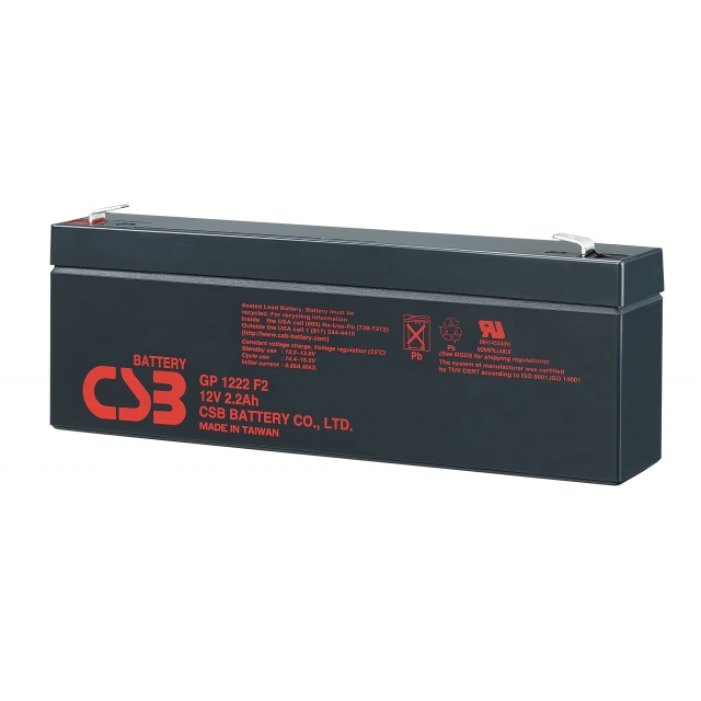 CSB GP1222 (F1/F2) 12 Volt 2.2 Ah Sealed Lead Acid Battery