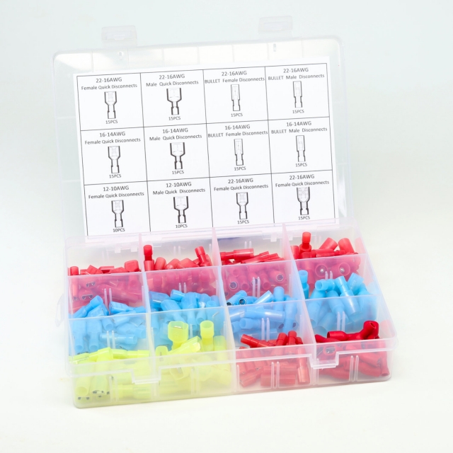Nylon insulated quick disconnect assortment, 170 piece.