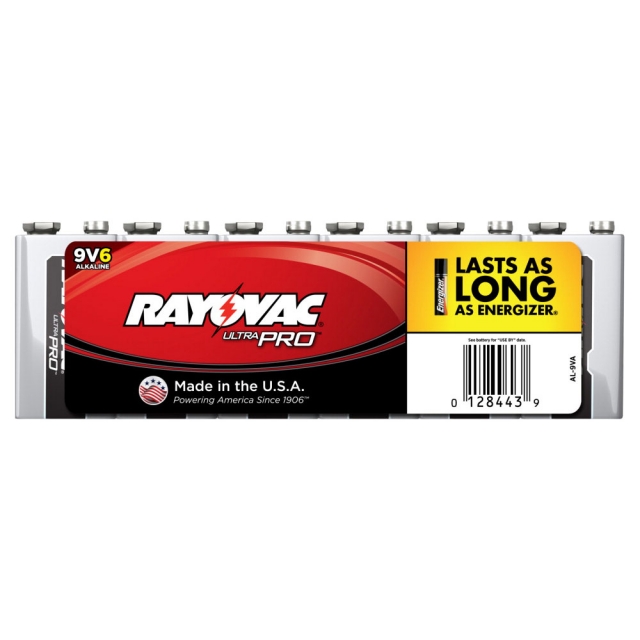 Rayovac Ultra Pro 9V Alkaline Batteries 6 Pack