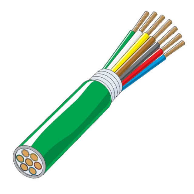 Heavy Duty Trailer Cable - 7 Conductor 8/10/12 Gauge Black, Brown, Green, White, Brown, Blue & Red