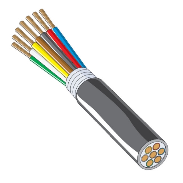 Heavy Duty Trailer Cable - 7 Conductor 12/14 Gauge Black, Brown, Green, White, Brown, Blue & Red