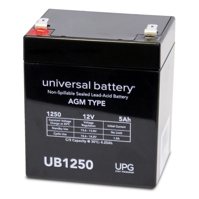 Universal UB1250 Sealed Lead Acid Battery, 12V 5AH