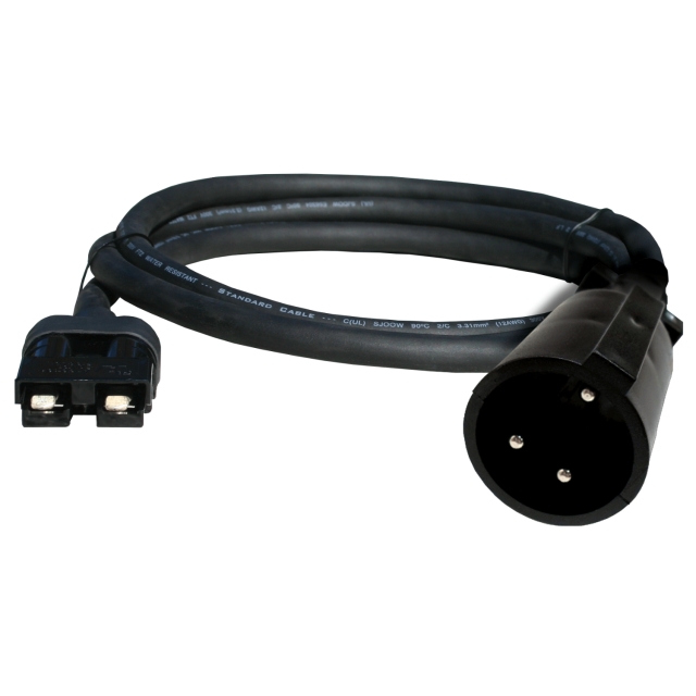 Club Car Round 3-Pin Powerdrive charge cable assembly, for use with Pro Charging Systems Eagle Series battery chargers