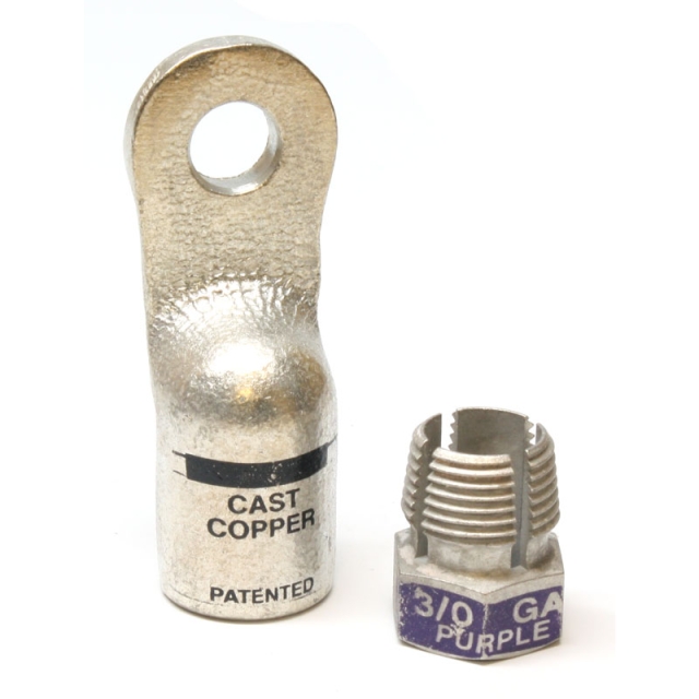 3/0 AWG Compression Lug Connector with Barrel Nut
