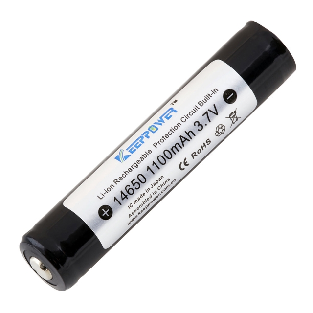 Lithium Ion Rechargeable 14650 Battery, 3.7V 1100mAh
