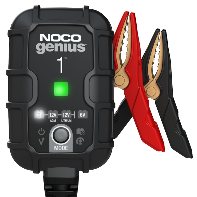 NOCO Genius GENIUS1 battery charger and maintainer for 6 and 12 volt batteries.