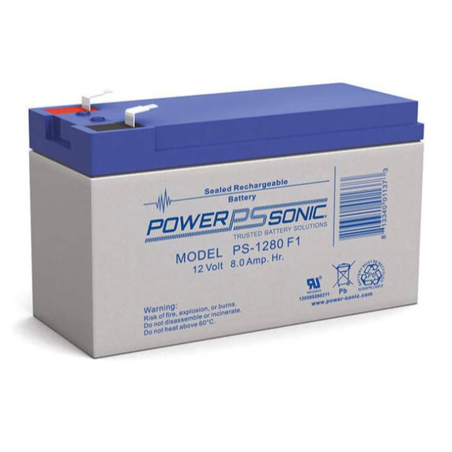 Power Sonic PS-1280, 12 volt 8 ah sealed lead acid battery