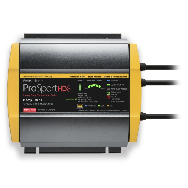 ProMariner ProSport HD 8 - 44008 On-Board Waterproof Dual Bank Marine / Boat Battery Charger 12V and 24V 8 Amp Output