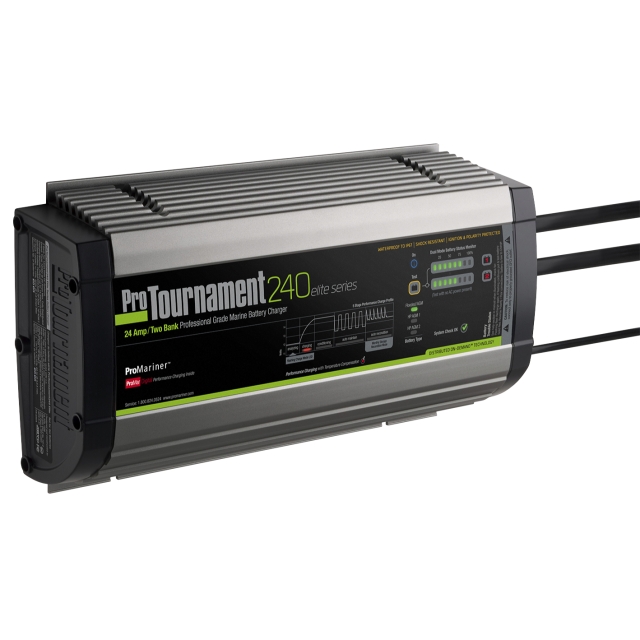 ProMariner ProTournament 240 Elite Series Battery Charger - 12 and 24 volt systems, 24 amps, on-board waterproof.