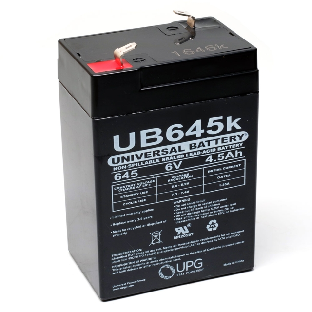Universal UB645, D5733 SLA, VRLA, AGM Battery, 6V 4.5AH