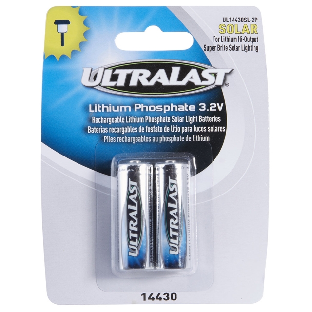 UltraLast UL14430SL-2P LiFePO4 3.2V Rechargeable Batteries, 2 Pack