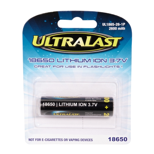 Ultralast 18650 Li-Ion Battery. 3.7V 2600mAh