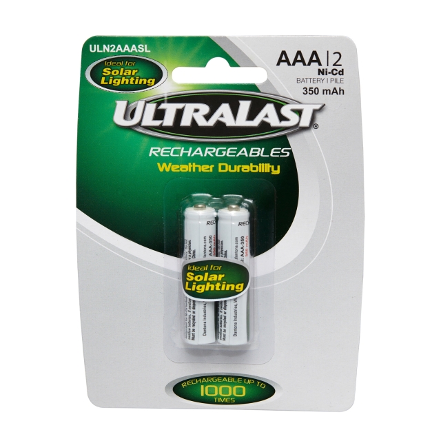 Ultralast AAA NiCD Rechargeable Batteries, 2 Pack, ULN2AAASL