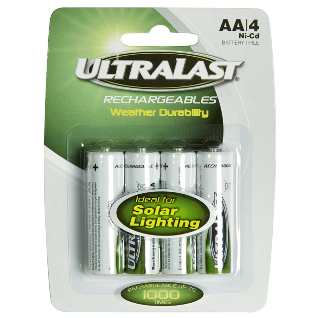 Ultralast ULN4AASL Rechargeable AA NiCD Batteries, 4 Pack