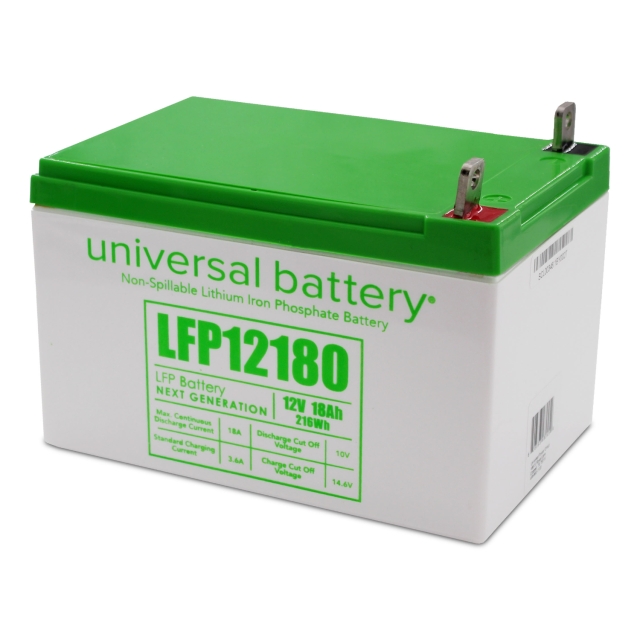 Universal LFP12180NB LiFePO4 Battery, 12V 18AH