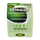 Ultralast ULNMH413AAASL Rechargeable 1/3AAA NiCD Batteries, 4 Pack