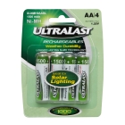 Ultralast ULNMH4AASL Rechargeable AA NiMH Batteries, 4 Pack